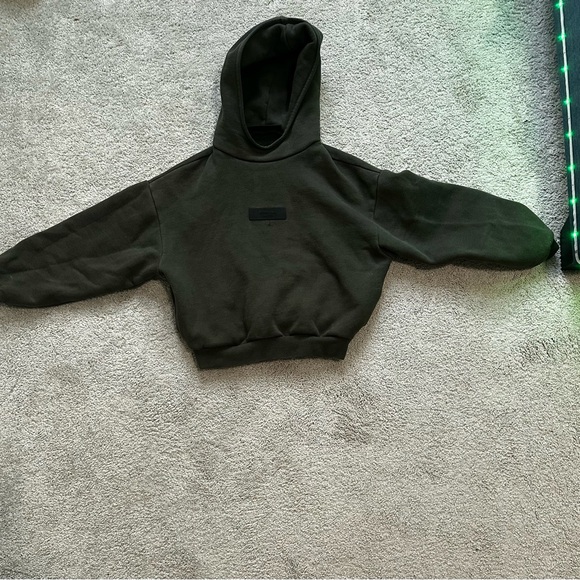 Olive Green Cropped Hoodie - Picture 1 of 1
